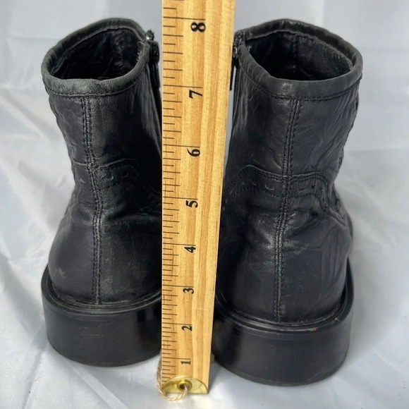 VINTAGE Spring Mens Biliotto Black Square Toe Western Ankle Boots Side Zip 43 - Picture 11 of 12